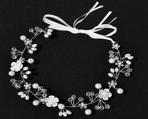 Accesorio para el cabello de boda trenzado con perlas y flores de diamantes de imitación