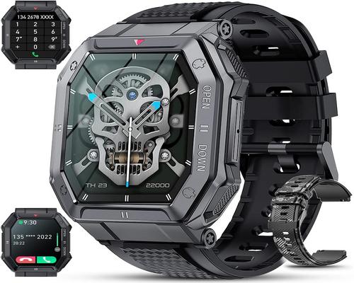 un orologio da chiamata Bluetooth da uomo Lemfo, touchscreen HD da 1,85&#39;&#39; connesso militare con 24 modalità sportive, smartwatch con cardiofrequenzimetro