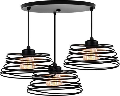 an Idegu Lámpara Colgante de 3 Luces Iluminación Creativa Industrial Lámpara de diseño en Espiral en Cascada Vintage E27 para Dormitorio Sala de Estar Cocina