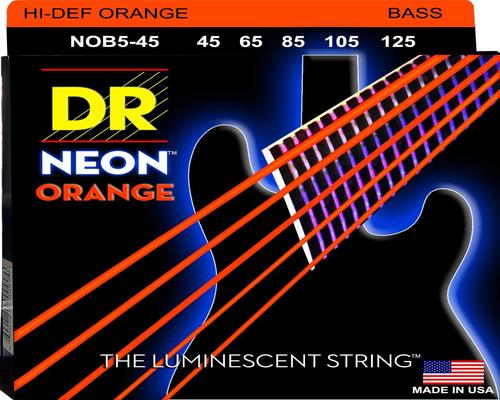 一套 Dr String Nob5-45 霓虹橙低音吉他弦套装