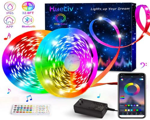 un Ruban Hueliv Led 10M Bande Led 300 Leds 5050 Rgb Multicolores Contrôlé Par App Du Smartphone