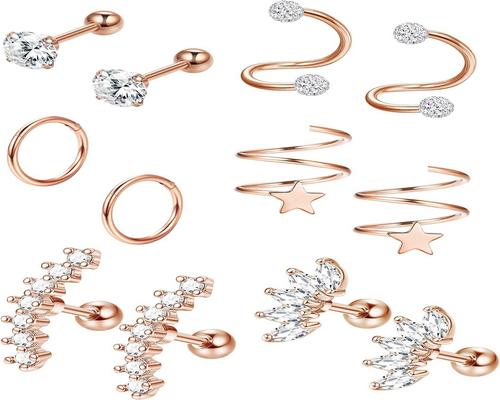 un Kit De 6 Paires De Piercings Helix En Acier Inoxydable Pour Oreilles