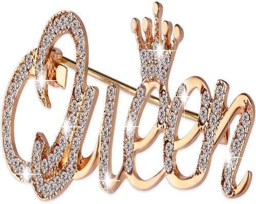 une Broche Couronne Brillante Pour Femmes En Alliage Doré