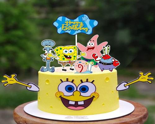 un Ensemble De 9 Toppers Et Drapeaux Pour Cupcakes Bob L'Éponge
