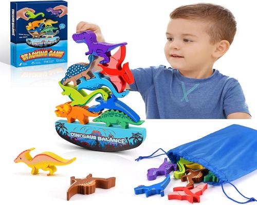 un Jeu D'Équilibre Dinosaure En Bois