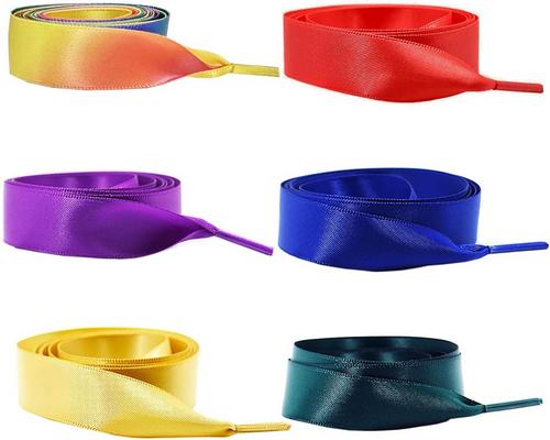 un Ensemble De 6 Paires De Ruban De Soie Lacets De Chaussures De Mode