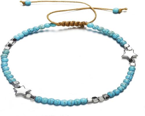 un Bracelet De Cheville Ozmw Silver Star Turquoise