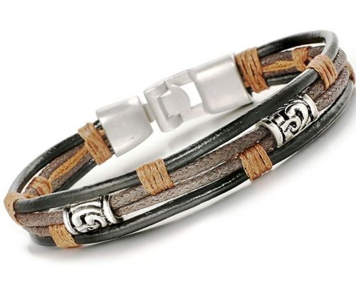 Un Bracelet en Cuir souple et Acier Inoxydable 