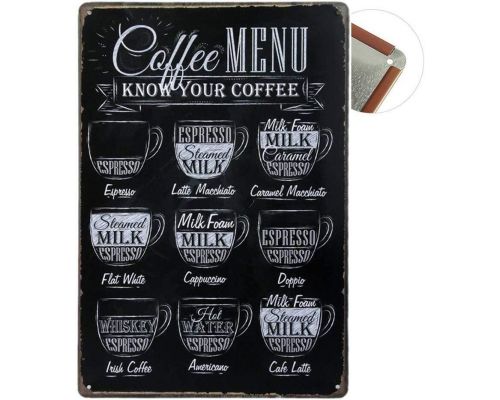 Une Plaque déco Métal Coffee Menu
