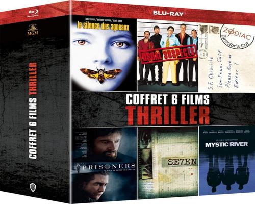 elokuvasarja 6 trilleriä: Seitsemän + tavalliset epäillyt + karitsan hiljaisuus + Mystinen joki + Vangit + Horoskooppi [Blu-Ray]