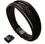 <notranslate>a Men&#39;s Genuine Leather And Stainless Steel Leather Bracelet For Men</notranslate>