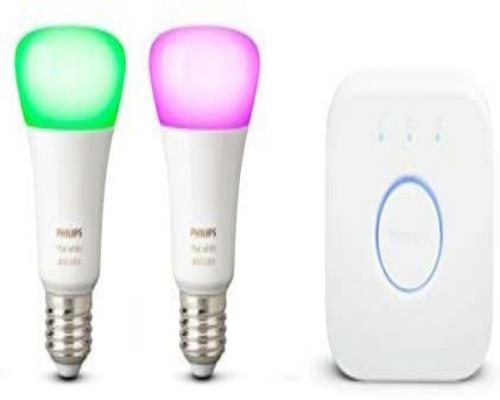 a Philips Hue Starter Kit 2 Connected White &amp; Color Ambiance E27 + Verbindungsbrücke