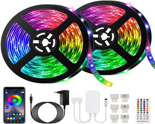 A Blue Led Strip, 10M Led Strip 300 Leds 5050 Rgb Waterproof, Controlled By Smartphone App