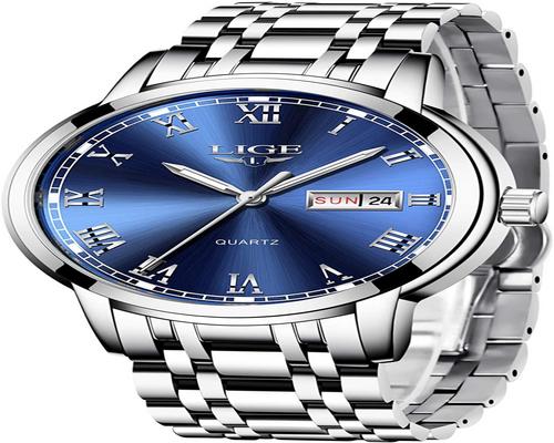 Um relógio lige masculino moda aço inoxidável à prova d&#39;água quartzo analógico masculino com vestido de negócios
