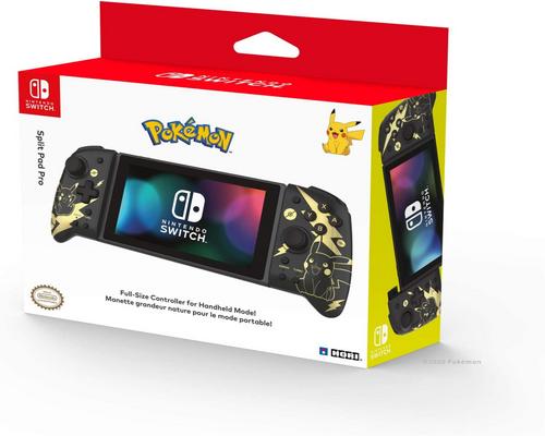 um jogo Nintendo Switch Split Pad Pro do Nintendo Switch - Pokémon: Pikachu preto e dourado