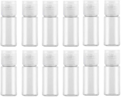One Flask 12 Pcs Clear Plastic Sample Bottle Container Container Jar Jar With Flip Lid Perfect For Makeup
