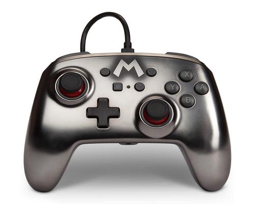 a Set Of Accessory Powera Enhanced Wired Controller For Nintendo Switch - Mario Silver - Nintendo Switch