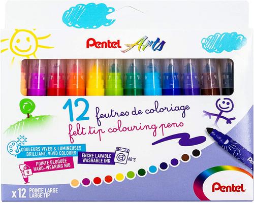 een Pentel Scs3E kleurpen voor kinderen met ultra-wasbare inkt en grote punt