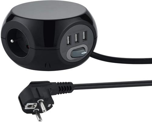 an Electraline 35441 Mini Cube Power Strip With 3 S Usb 2.4A