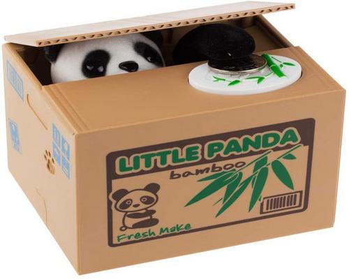 een Powerking Flying Coin Box Panda Moneybox