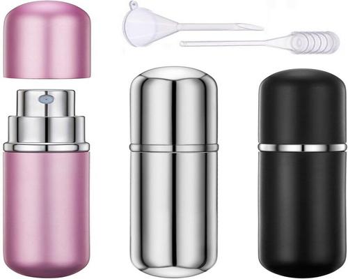 Um conjunto de 3 frascos vazios de spray de perfume recarregáveis, perfeitos para homens e mulheres