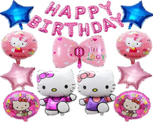 En uppsättning Hello Kitty-ballonger för födelsedag