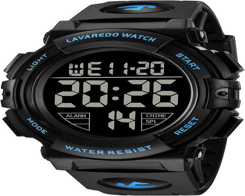 um relógio digital multifuncional à prova d&#39;água com pulseira de silicone