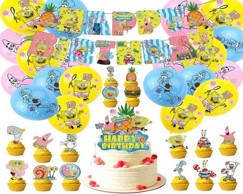 En uppsättning Spongebob födelsedagsdekorationer