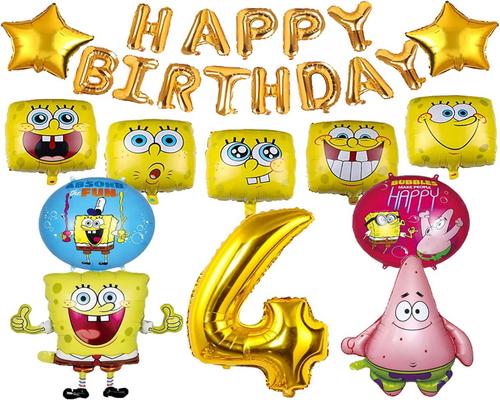 ett SpongeBob födelsedagsdekorationsset för 4-åringar