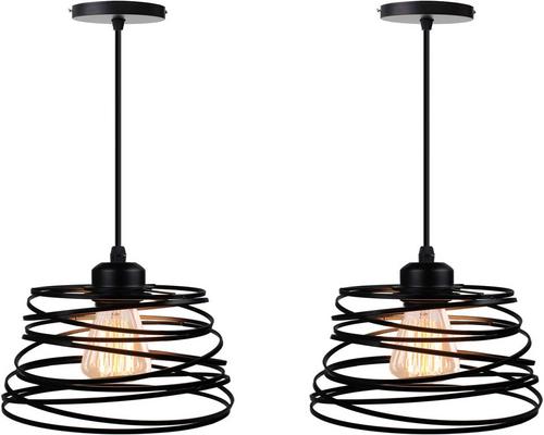 um conjunto de 2 luminárias pingente Idegu com design criativo moderno em espiral em cascata de metal vintage E27 para quarto e sala de estar