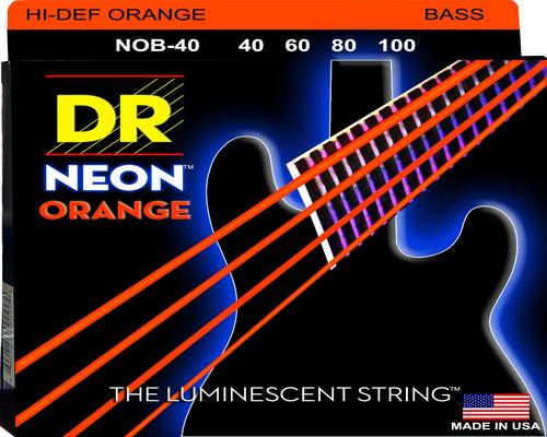 Dr String Nob-40 Set di corde arancione neon