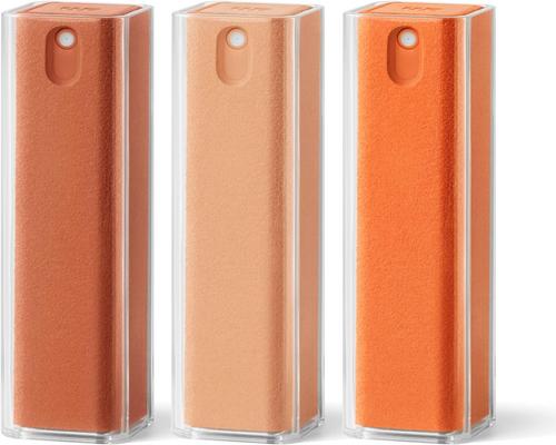 un accessorio Am Mist Orange Set di 3 spray e detergente per schermi in microfibra, gadget high tech, spray ricaricabile per auto