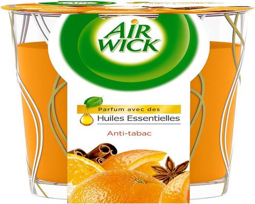 uma vela Airwick Home perfumada com óleos essenciais antitabaco