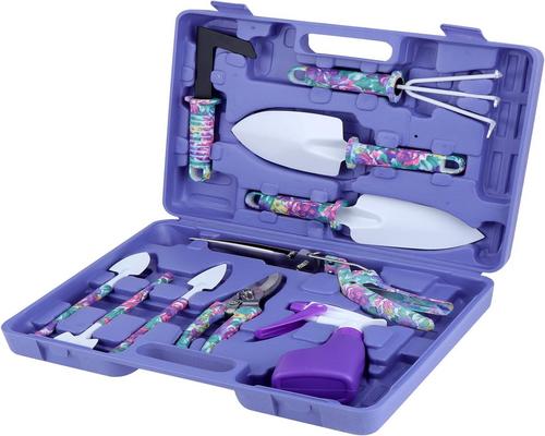 um kit de ferramentas Coolty Age com 10 com tesouras, pás, ancinhos e pulverizador ergonômico antiderrapante e à prova de ferrugem