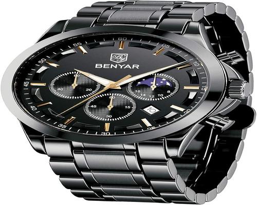 Benyar の腕時計メンズ アナログ クォーツ クロノグラフ カジュアル ファッション