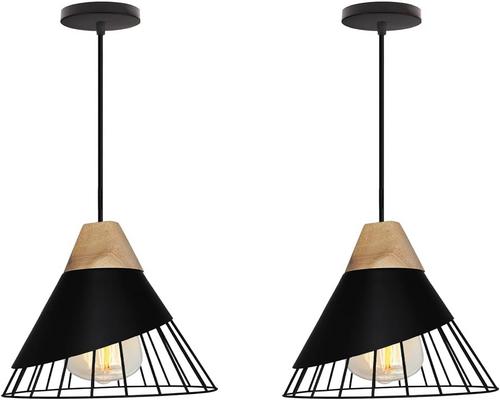 Tokius lâmpada luminária moderna industrial abajur de madeira metal vintage formato de gaiola Ø25cm e27 design para cozinha quarto sala de estar