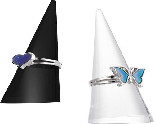 an Ouligay Accessory Set of 2 Cone-shaped Acrylic Stands for Women and Girls