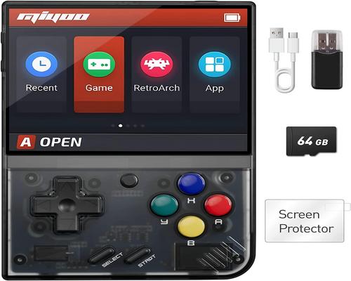 ein Spiel Whatsko Miyoo Mini Plus tragbares Spiel, Miyoo Mini+ Retro tragbares 64-GB- und WLAN-Unterstützung. Cortex-A7 Linux-System 3,5-Zoll-IPS-Bildschirm 3000 mAh tragbares Taschenspiel