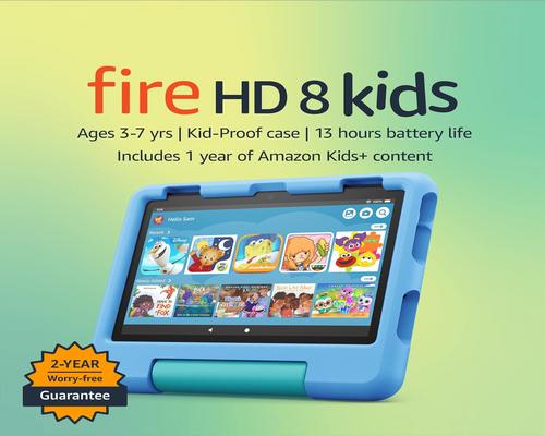 a Dvd Amazon Fire Hd 8 Kids Tablet | Ages 3-7 | Ad-Free Content | If It Breaks, We Will Replace It | Parental Controls | 8" Hd Display , 32 Gb, Blue