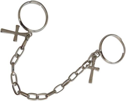 A Finger Chain With Punk Cross Rings