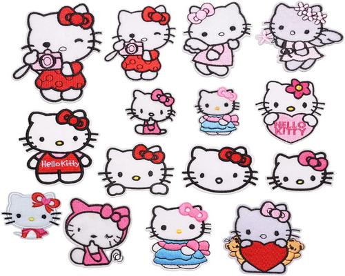 En uppsättning Hello Kitty påstrykningslappar