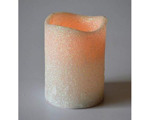 Uma vela LED com glitter branco