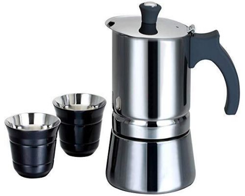 An Italian Induction coffee maker in stainless steel