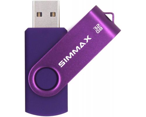 Een paarse roterende USB-flashdrive van 32 GB