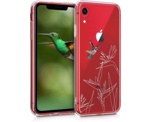 Une Coque iPhone XR Fuchsia-Blanc-Transparent