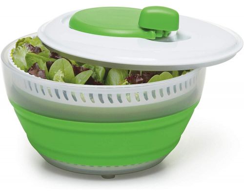 A retractable salad spinner