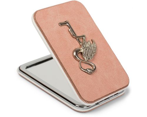 A flamingo pocket mirror