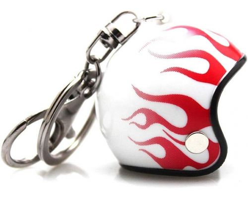 En röd flammande nyckelring för motorcykelhjälm