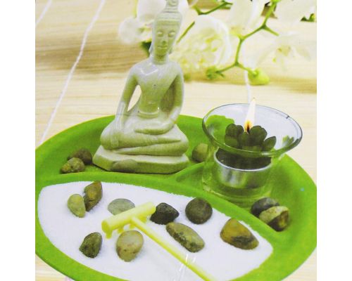 Conjunto de decoração de vela de jardim zen